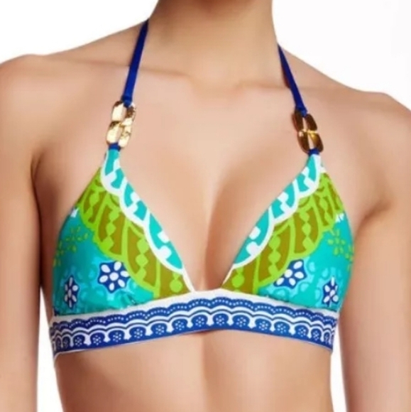 Trina Turk Seychelles Triangle Bikini Top w/Matching Hipster Bottoms Size 8 / 10 - Picture 13 of 13